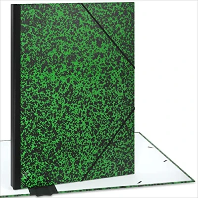 Image de ACROPAQ Carton à dessin A2 52 x 72 cm, XXL Grand, Avec fermeture élastique, Dos extensible pour plus d&#039;espace Vert/Noir