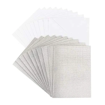 Image de Ideen mit Herz Lot de 10 cartes vœux avec enveloppes, aspect lin pailleté vierges, neutres, idéales pour les félicitations d&#039;anniversaire, mariage (argent, DIN C6 14,5 x 10,5 cm)