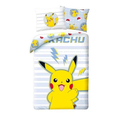 Image de Parure de lit réversible pour enfant Pokémon Go Pikatchu Renforcé 140 x 200 cm + 70 90 100 % coton Certifié Öko Tex