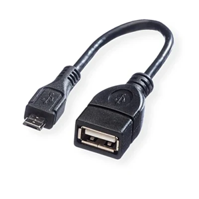 Image de Value câble USB 2.0 de raccordement OTG A femelle vers Micro B mâle noir 0,15 m