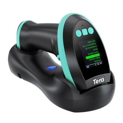 Image de Tera Scanner de Codes Barres 1D 2D QR avec écran réglage numérique : Commande par Boutons et Station Charge, Menu en Allemand Manuel d&#039;utilisation (français Non Garanti), modèle