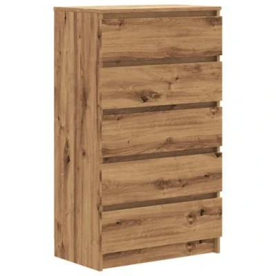 Image de vidaXL Commode chêne artisanal 60x36x103 cm bois d&#039;ingénierie, coffre, commode, armoire avec tiroirs, coffres, commodes, 855997