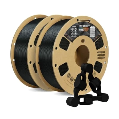 Image de OVERTURE PETG Filament 1.75mm, Bobine de 2kg(4,4lbs), Précision dimensionnelle +/ 0,02 mm (Noir+Noir)