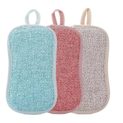 Image de Lot de 3 Éponges Double Faces Réutilisables, Eponge Vaisselle Lavables en Machine, Magique Lavable Cuisine Microfibre éponge Anti Rayure et Multi Surfaces (E)