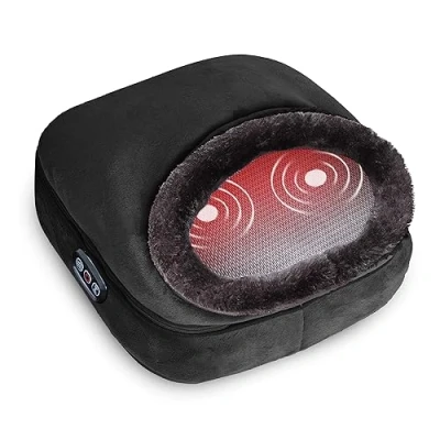 Image de Snailax 3 en 1 Chauffe Pieds Masseur de à Vibrations et Dos avec Chaleur, Coussin Chauffant Rapide 5 modes Massage,Cadeaux idéaux Noel
