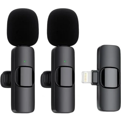 Image de Ryzwoc Microphones sans Fil pour iPhone, Microphone Bluetooth à Clipser Fil, Mini Cravate Enregistrement vidéo, Diffusion en Direct, Vlog, TikTok, Youtube (2 micros)