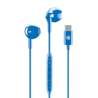 Image de Music Sound Écouteurs Capsule avec Fil et Microphone Compatibilité USB C Détails métalliques Bleu