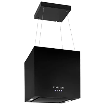 Image de KLARSTEIN Kronleuchter Hotte aspirante îlot sans évacuation, Air pulsé en 3 niveaux, Panneau de commande tactile, Eclairage LED, 45 cm Noir