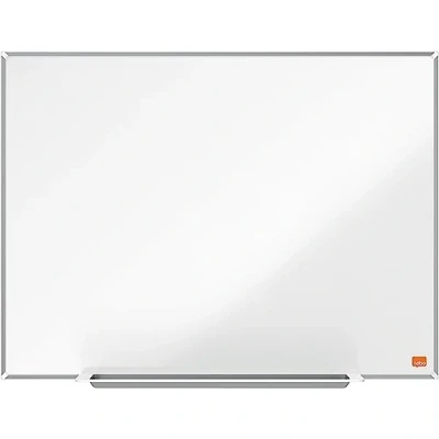 Image de Nobo Tableau Blanc Magnétique Acier Nano Clean avec Porte Marqueurs, 900 x 600 mm, Bords Fins, Système de Fixation InvisaMount, Impression Pro, Blanc, 1915402