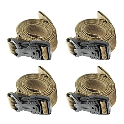 Image de Alnicov Lot de 4 sangles sac à dos réglables et robustes avec boucle dégagement rapide pour le camping en plein air ou une utilisation quotidienne (kaki)