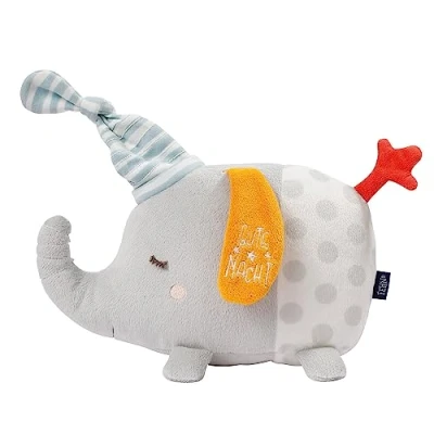 Image de Fehn Veilleuse Eléphant Doudou avec &quot;Glow in the dark&quot; Aide à l&#039;endormissement comme veilleuse, lampe d&#039;allaitement, de nuit &amp; lit Pour les bébés partir 0+ mois
