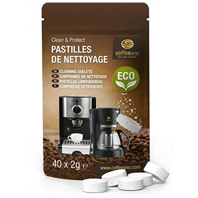 Image de 40 Pastilles de nettoyage pour Jura, Krups, Melitta, Delonghi, Siemens, Philips, Bosch, Tassimo, Nespresso, Sage, Senseo machines à café automatiques et cafetières Coffeeano nettoyant