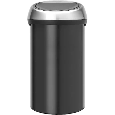 Image de Brabantia Poubelle Touch Bin, 60L Noir mat avec couvercle en acier brillant