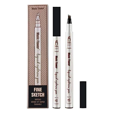 Image de 3D Tatouage Crayon à Sourcils avec 4 conseils Imperméable l&#039;eau &amp; Longue Durée Tattoo Brow d&#039;encre Croquis de Stylo Sourcil pour le Maquillage Naturel (noir)