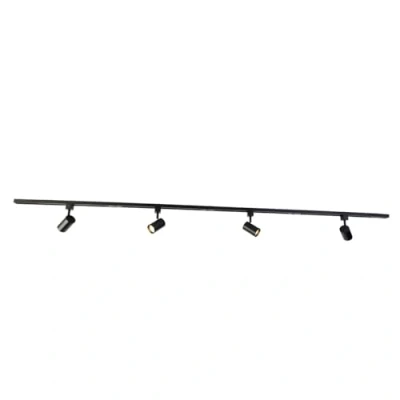 Image de QAZQA yade Système de rail spot luminaire plafond, plafonnier compatible pour led 4 lumière L 210 cm Noir Moderne éclairage intérieur Salon I Chambre Cuisine Salle à manger