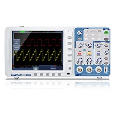 Image de PeakTech 1240 Oscilloscope à 2 canaux (60MHz) avec Interface USB, VGA, LAN et Écran colleur TFT 8&#039;&#039; Haute résolution, 20 Mode de mesure automatique, Numérique Mémoire (10 Mio./Ch.)