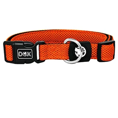 Image de DDOXX Collier Chien Air Mesh, Rembourrée, Réglable Nombreuses Couleurs &amp; Tailles pour Petit, Moyen Gros Grand Colliers Chat Chiot Orange, L