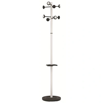 Image de Unilux 100340696 Accueil Portemanteau sur pied à Tête Tournante avec 8 Patères Porte Parapluies et Egouttoir 175 x 34 cm Blanc