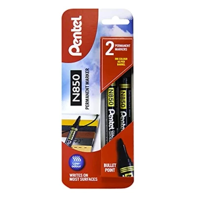 Image de Pentel Marqueur Bullet Point N850, pointe 4,2 mm, encre noire, 1 carte blister avec 2 marqueurs