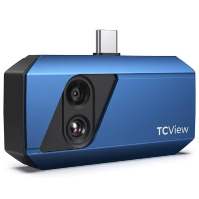 Image de TOPDON TC001 Plus caméra d&#039;imagerie thermique Android, résolution infrarouge 256 x 192 avec visuelle, plage de température 20 C à 550 C, fréquence 25 Hz, double objectif pour