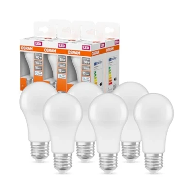 Image de OSRAM Lot de 6 x Ampoule LED, Culot: E27, Lumière du jour froide, 6500 K, 8,50 W, équivalent à 60 LED Retrofit CLASSIC A