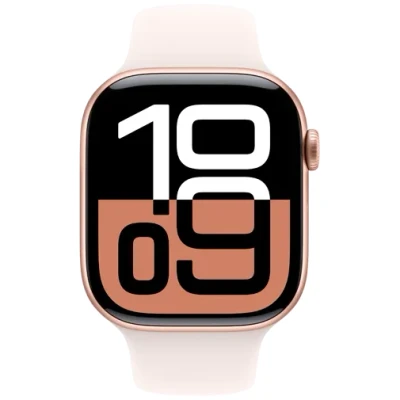 Image de Apple Watch Series 10 46mm Or (Bracelet En Silicone Rose S/M)