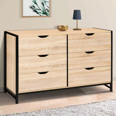 Image de Commode design industriel 6 tiroirs 140 cm