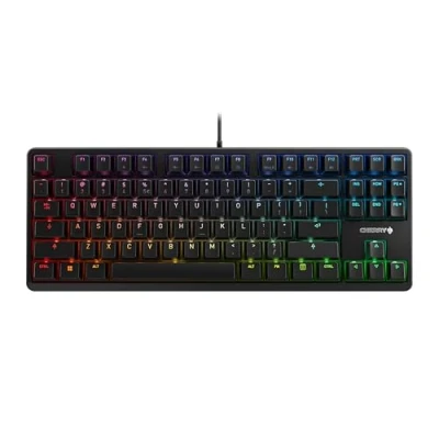 Image de CHERRY G80 3000N RGB TKL, clavier mécanique de gaming filaire sans pavé numérique, Disposition EU (QWERTY), rétro éclairage RGB, Commutateurs d’origine MX RED, Noir