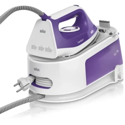 Image de Braun Carestyle 1 IS1014VI Centrale de repassage 6 bars pression 120 g/min et coup vapeur 360 g/min, semelle freeglide, EasyLock, EasyCalcClean, blanc violet