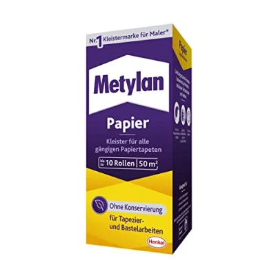 Image de Metylan Colle à Papier Papier, Forte pour Peint léger, Normal et Lourd, 1 x 125 g de tapisser bricoler sans conservateurs