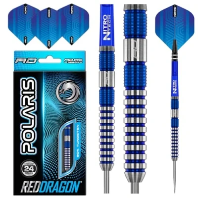 Image de RED DRAGON Polaris: Jeu de fléchettes Professionnelles en tungstène 24 grammes avec Vols et tiges Nitrotech (tiges)