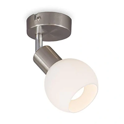 Image de B.K.Licht spot plafond pivotant avec abat jour en verre I ampoule LED E14 5W incluse lumière blanche chaude 3000K 470lm opale