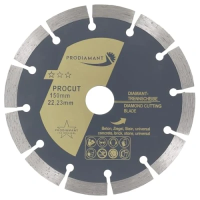 Image de PRODIAMANT Disque Diamant Universel 150 mm x 22,2 Coupe Béton, Pierre, Brique Segment 10