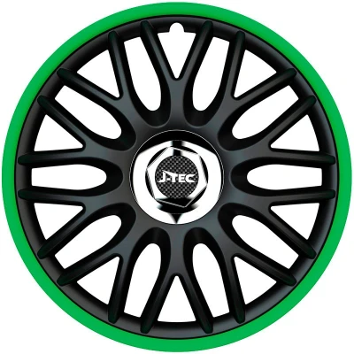Image de J TEC Orden R J14517 Enjoliveurs 14Pouces noir/vert, chrome