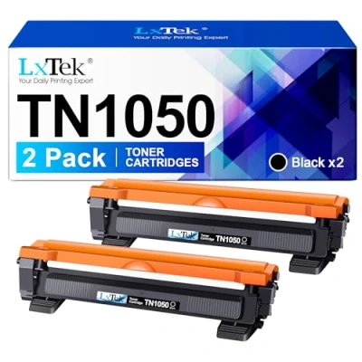 Image de LxTek Compatible Cartouche de Toner Remplacement pour Brother TN1050 TN 1050 HL 1110 DCP 1510 1610W MFC 1910W 1112 1210W 1212W 1512 1612W 1810 (Noir, 2 Pack)