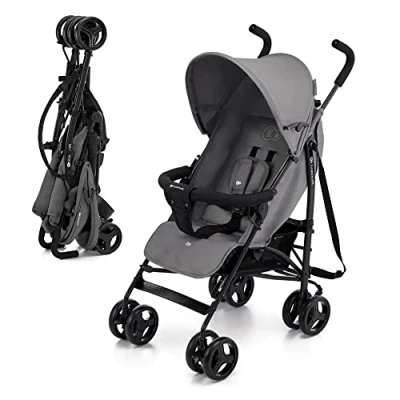 Image de Kinderkraft TIK Poussette Légère, Ne Pèse Que 6,5 kg, De Voyage, Facile À Pince, Dossier Réglable En Position Allongée, La 6 Mois, poids maximum jusqu&#039;à 17kg, Gris