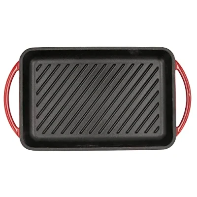 Image de Quid Bidasoa Fierro Grill Rectangulaire Fer émaillé 22 x 40 cm Rouge
