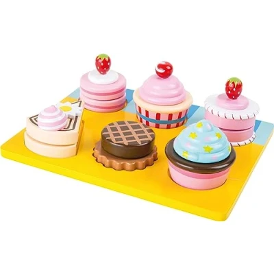 Image de Small foot 10149 Cupcakes et gateaux à découper en bois, avec fermeture velcro combinable individuellement, partir de 3 ans