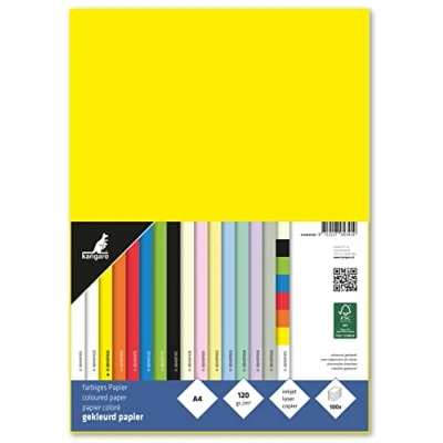 Image de kangaro Lot de 100 feuilles papier à lettre jaune DIN A4 120 g/m² FSC Mix K 0043F025 29,7 x 21 1,5 cm
