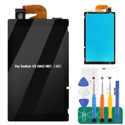 Image de SRJTEK Écran de rechange pour Nintendo Switch V2 LCD Kit remplacement Digitizer Assemblage d&#039;écran tactile HAC 001( 01) 2019 (pas V1), 001（ 01）