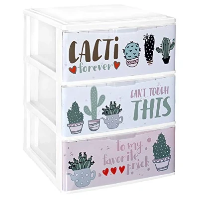 Image de COM FORT HOUSE Commode empilable en plastique Modèle Iris (3, Cactus)