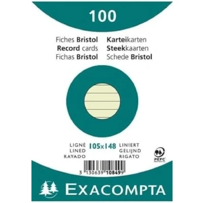 Image de Exacompta Réf. 10849SE Paquet de 100 fiches bristol lignées non perforées sous film compatibles avec imprimante jet d&#039;encre, laser et photocopieur format 105 x 148 mm couleur vert
