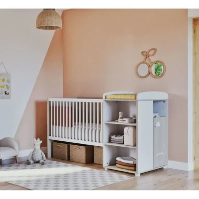 Image de BABYPRICE Lit Bebe Combine Evolutif Smile Hetre Cendre