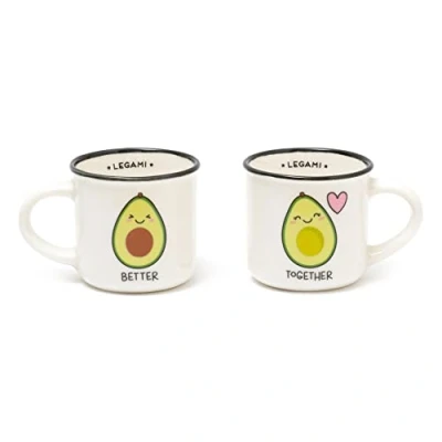 Image de Legami Espresso For Two, 2 Nouvelles Tasses à Café en Porcelaine de Chine, Capacité 50 ml, Thème Avocat, Va au Lave Vaisselle, Micro Ondes