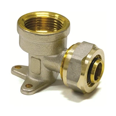 Image de Pipetec Équerre murale à visser 16 x 2 mm Filetage intérieur 1/2&quot; Pour tube composite multicouche Certifié DVGW UBA Jusqu&#039;à 100 C