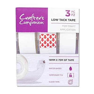 Image de Crafter&#039;s Companion Low Tack Tape for Paper and Card Projects Pack of 3 Perfect Using on Stencils, Masking Inks Each Roll Includes 75 metres (1.9cm thick)
