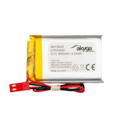 Image de Batterie au Lithium polymère LP523450 3,7 V 900 mAh AKYGA AKY0620 Li Po PCM JST 2 Broches Connecteur 2,54 15 cm