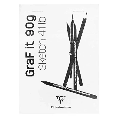 Image de Clairefontaine 96667C Bloc Agrafé GraF&#039;it 80 Feuilles Papier Dessin Croquis Uni Détachables A6 10,5x14,8 cm 90g Couverture Blanche