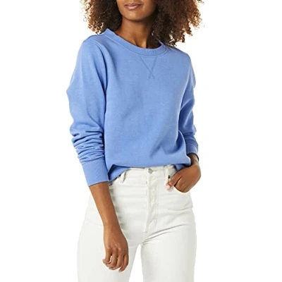 Image de Amazon Essentials Sweatshirt Col Rond en Molleton Éponge (Grandes Tailles Disponibles) Femme, Bleu, L
