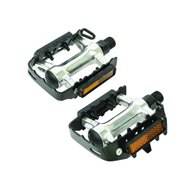 Image de Pédales de plate forme MTB Dresco 11 cm métal chromé/noir réflecteurs